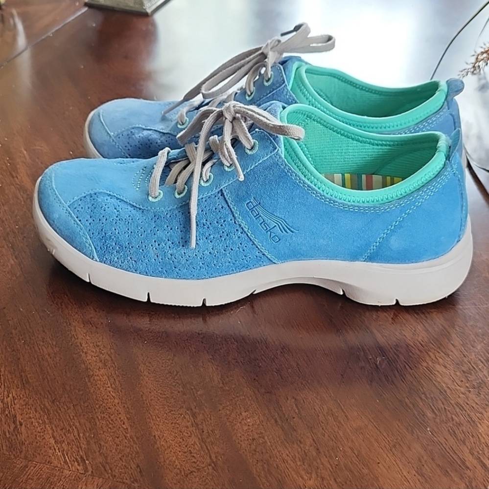 Blue leather shoes